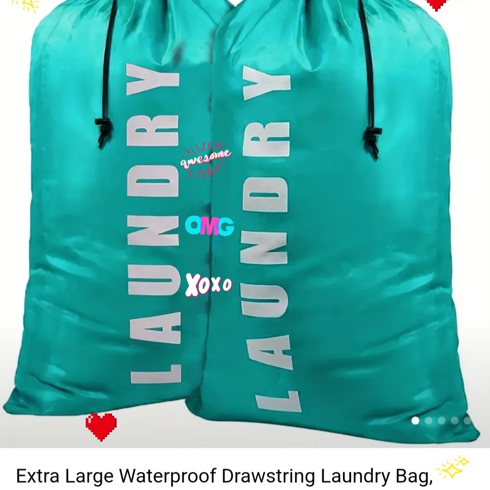 Teal Drawstring Laundry Bag